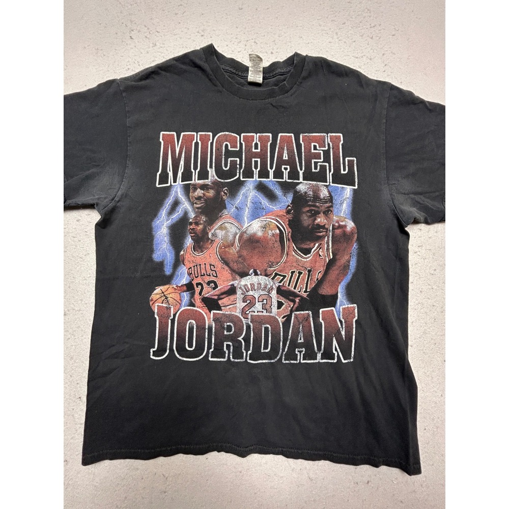 Gildan Michael Jordan T Shirt Heavy Cotton Black Graphic Large Mens